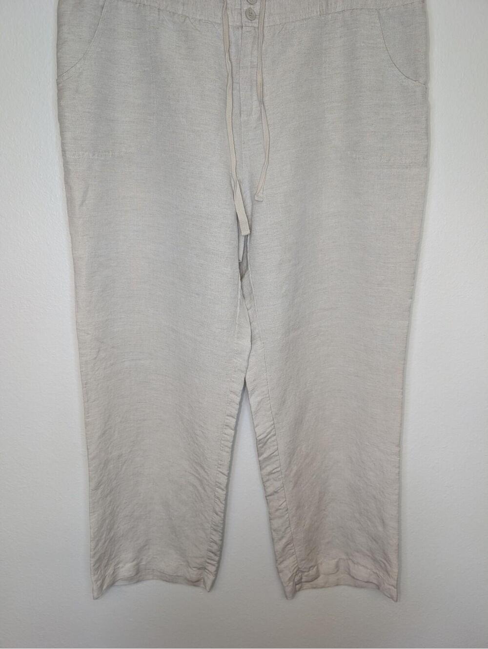 Coldwater Creek Womens Beige Linen Blend Pants Size 18 Relaxed Straight Leg - Picture 3 of 9